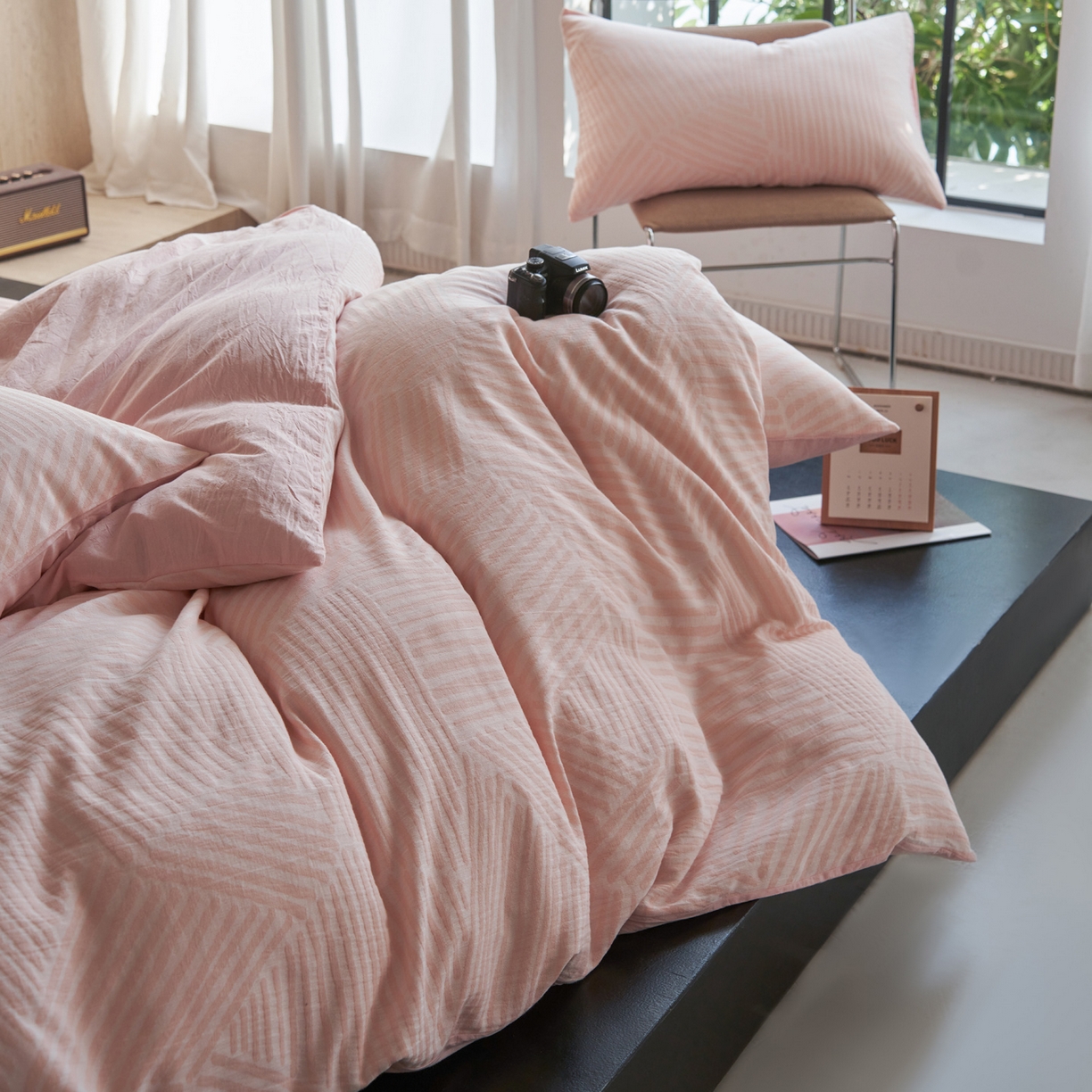 91家纺网 家纺一手货源 找家纺 如一 2026春夏新款色织提花全棉纯棉水洗棉四件套 序章-粉