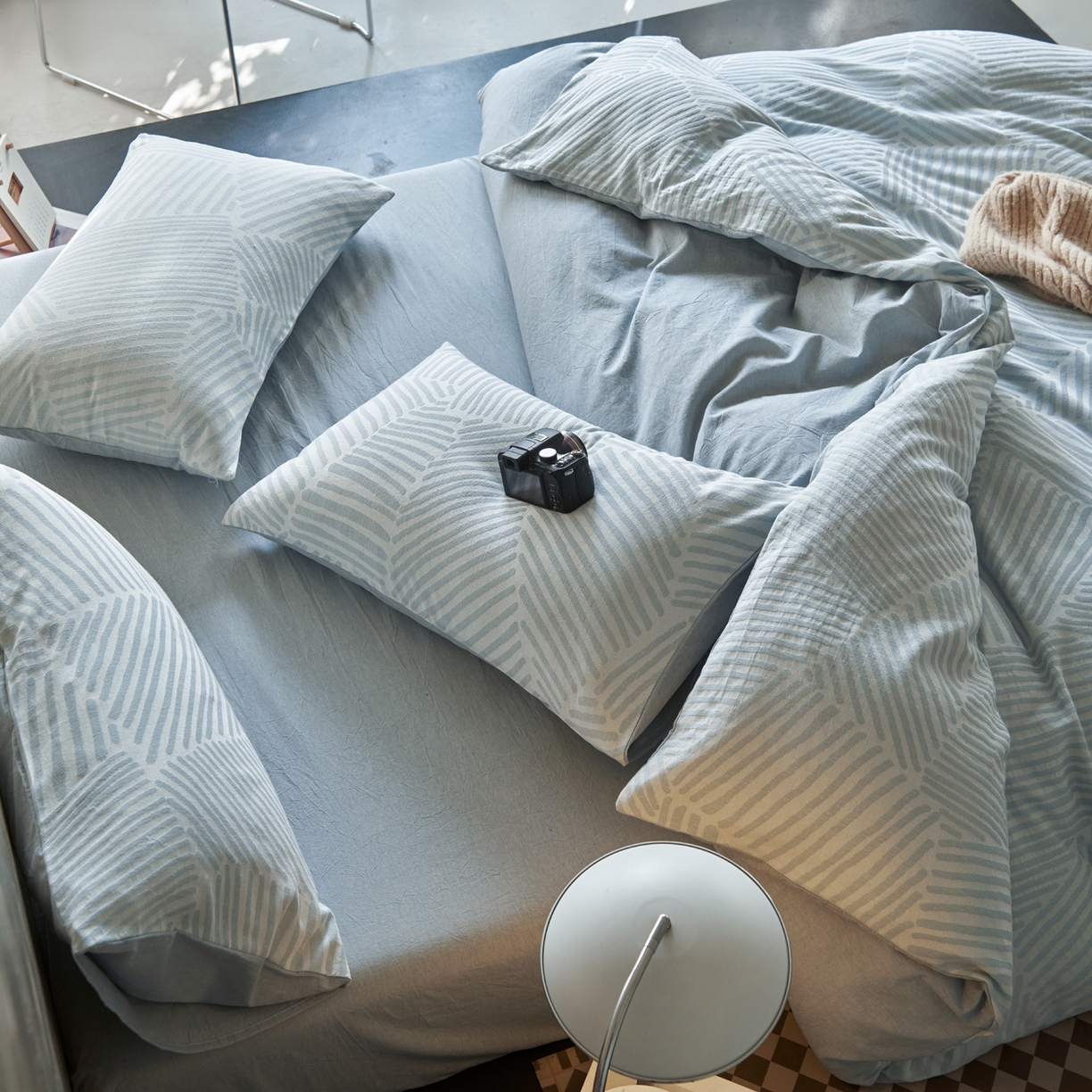 91家纺网 家纺一手货源 找家纺 如一 2026春夏新款色织提花全棉纯棉水洗棉四件套 序章-蓝