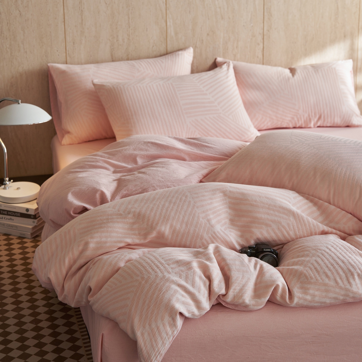 91家纺网 家纺一手货源 找家纺 如一 2026春夏新款色织提花全棉纯棉水洗棉四件套 序章-粉