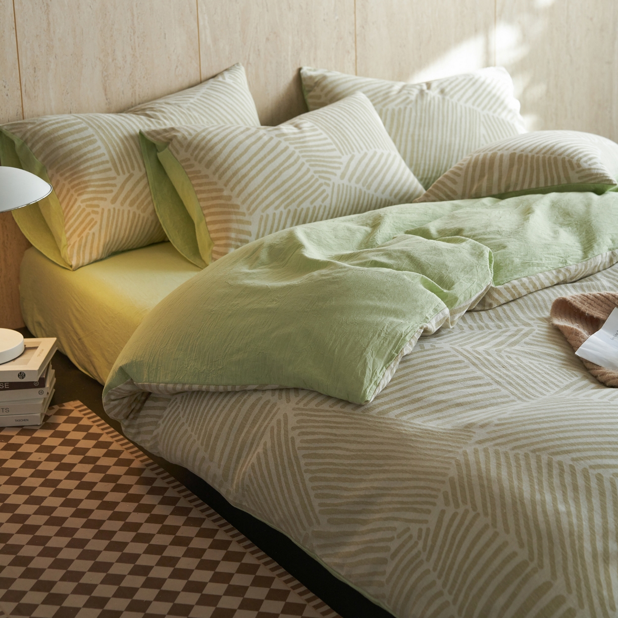 91家纺网 家纺一手货源 找家纺 如一 2026春夏新款色织提花全棉纯棉水洗棉四件套 序章-绿