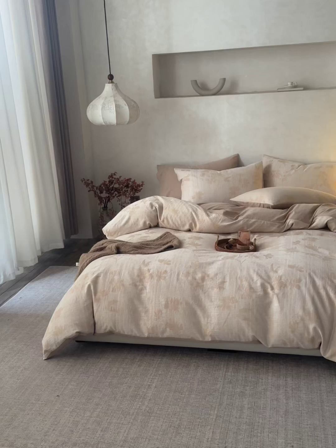 91家纺网 家纺一手货源 找家纺 如一 2026春夏新款色织提花全棉纯棉水洗棉四件套 兰序-咖