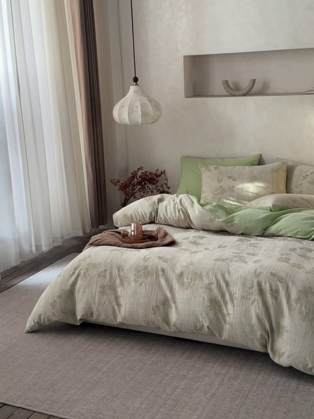 91家纺网 家纺一手货源 找家纺 如一 2026春夏新款色织提花全棉纯棉水洗棉四件套 兰序-绿