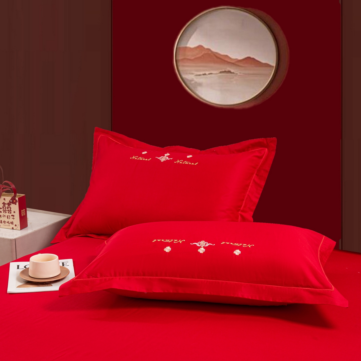 91家纺网 家纺一手货源 找家纺 （总）银石 2026新款婚庆全棉刺绣四件套