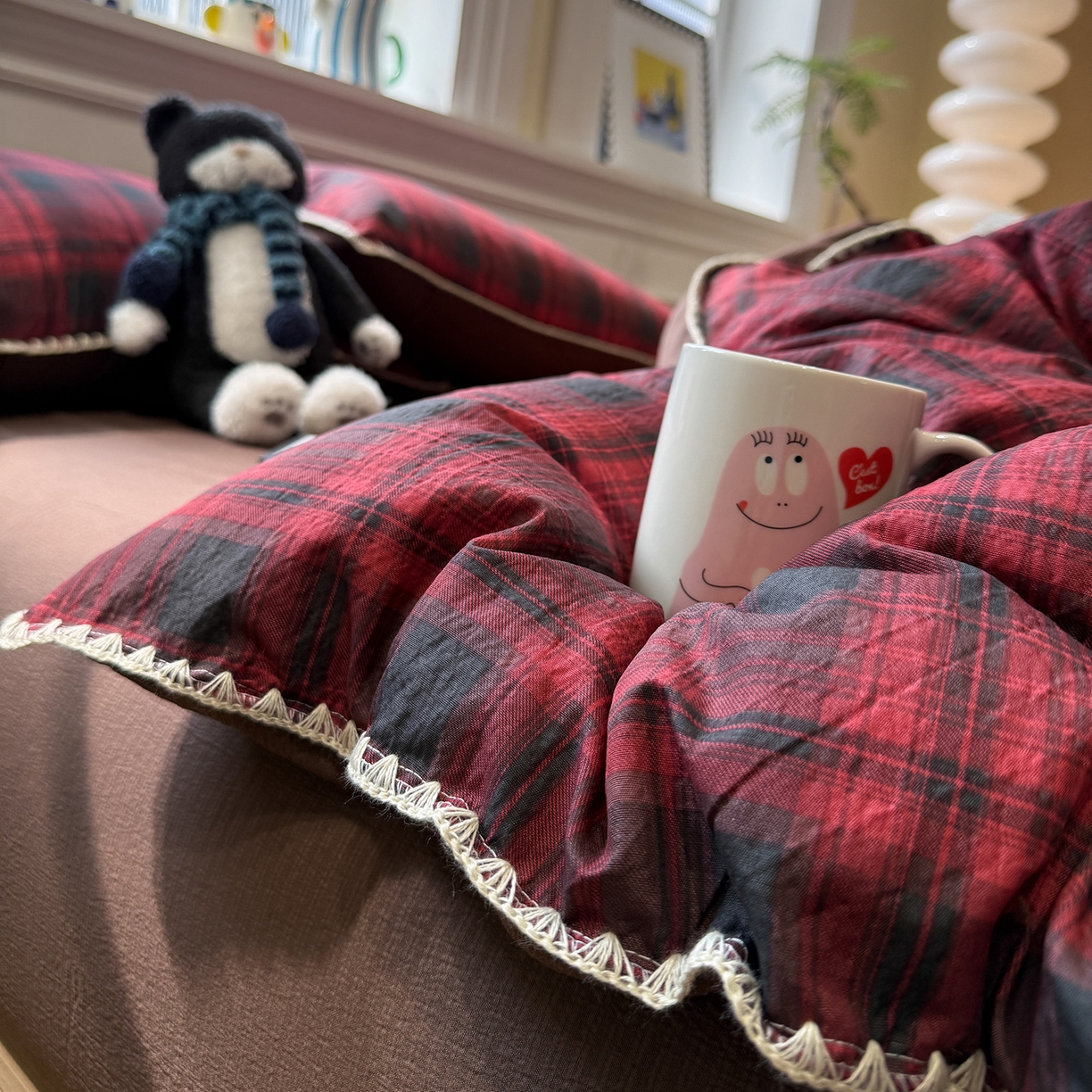 91家纺网 家纺一手货源 找家纺 （总）水墨江南 2026新款条格系列贝壳边三角针四件套