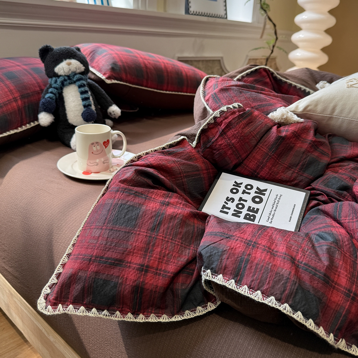 91家纺网 家纺一手货源 找家纺 （总）水墨江南 2026新款条格系列贝壳边三角针四件套