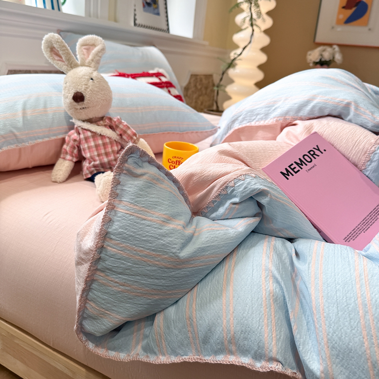 91家纺网 家纺一手货源 找家纺 （总）水墨江南 2026新款条格系列贝壳边三角针四件套