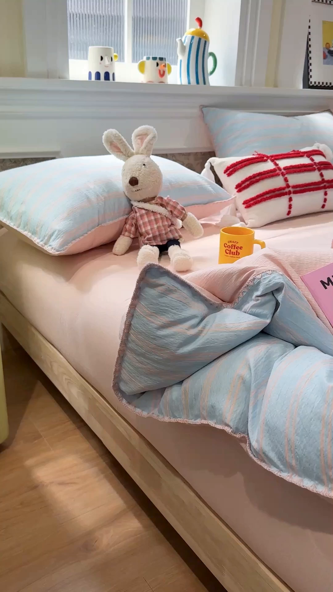 91家纺网 家纺一手货源 找家纺 水墨江南 2026新款条格系列贝壳边三角针四件套 海盐玉