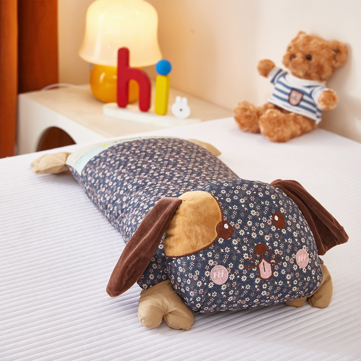 梦叶草 2026新款全棉萌趣趴睡狗荞麦枕枕头枕芯 趴睡狗-深蓝