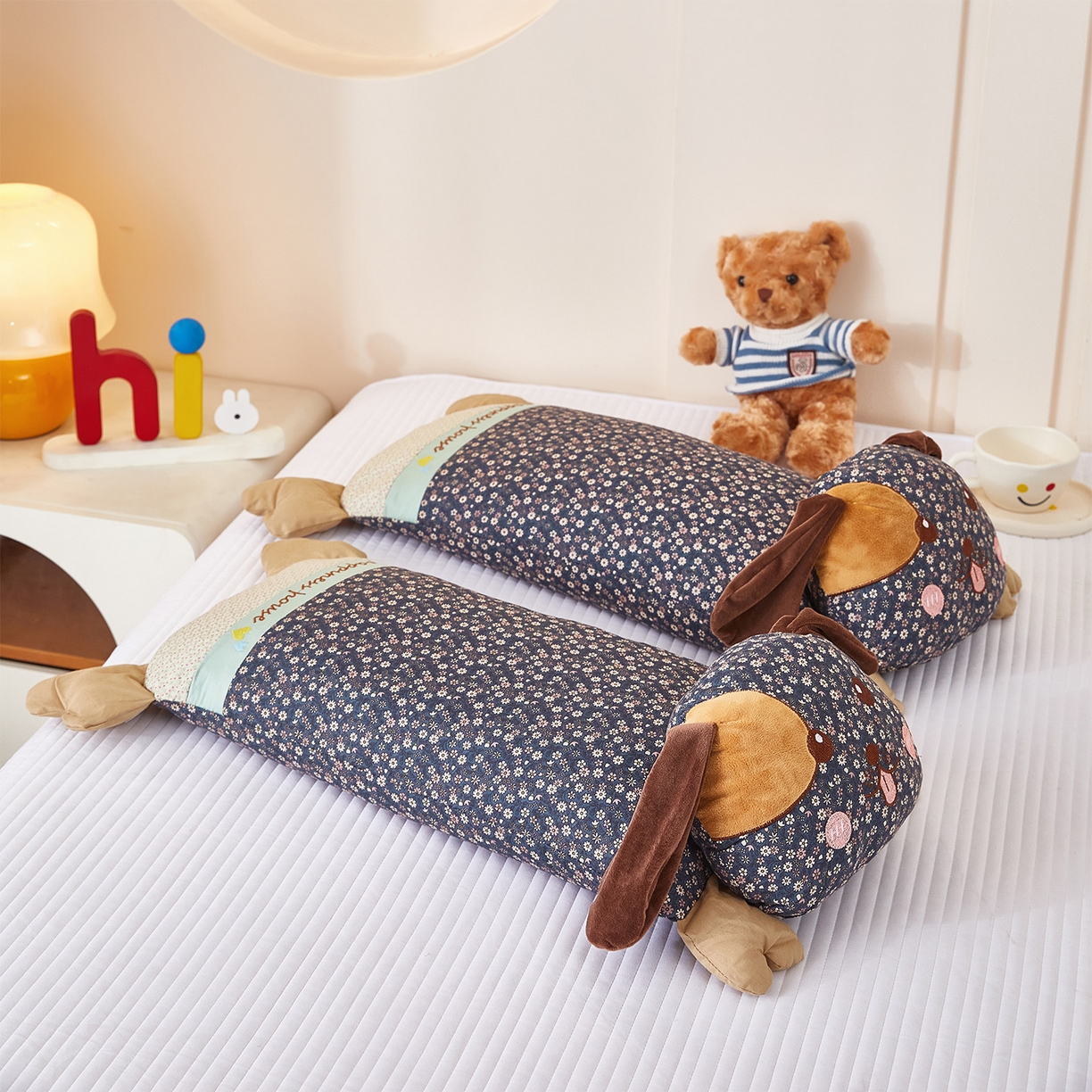 91家纺网 家纺一手货源 找家纺 梦叶草 2026新款全棉萌趣趴睡狗荞麦枕枕头枕芯 趴睡狗-深蓝