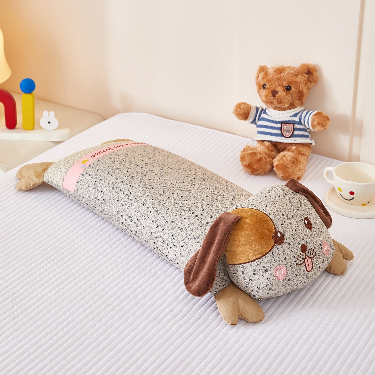 91家纺网 家纺一手货源 找家纺 梦叶草 2026新款全棉萌趣趴睡狗荞麦枕枕头枕芯 趴睡狗-灰色