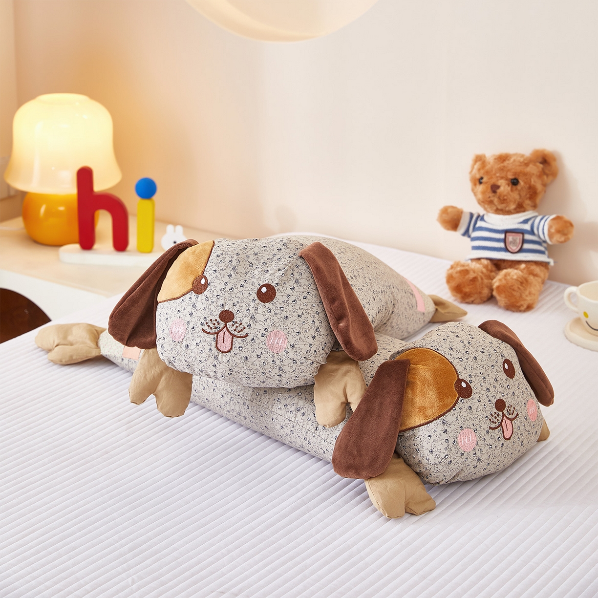 91家纺网 家纺一手货源 找家纺 梦叶草 2026新款全棉萌趣趴睡狗荞麦枕枕头枕芯 趴睡狗-灰色