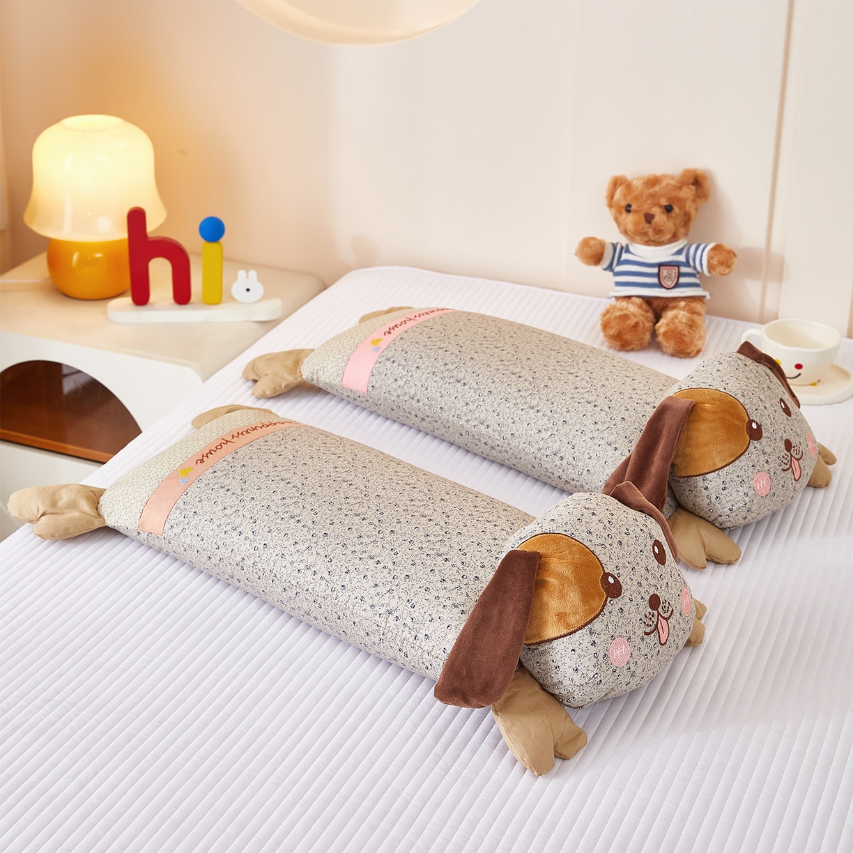 91家纺网 家纺一手货源 找家纺 梦叶草 2026新款全棉萌趣趴睡狗荞麦枕枕头枕芯 趴睡狗-灰色