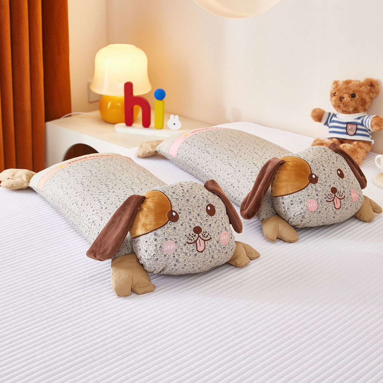 91家纺网 家纺一手货源 找家纺 梦叶草 2026新款全棉萌趣趴睡狗荞麦枕枕头枕芯 趴睡狗-灰色