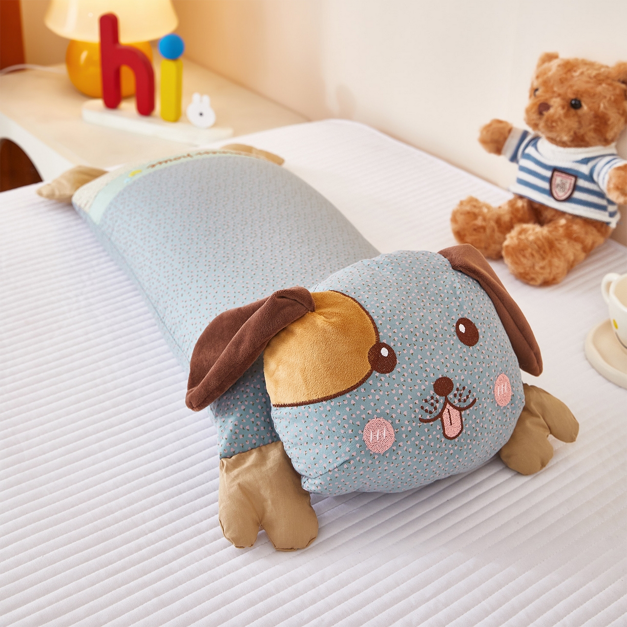 梦叶草 2026新款全棉萌趣趴睡狗荞麦枕枕头枕芯 趴睡狗-蓝色