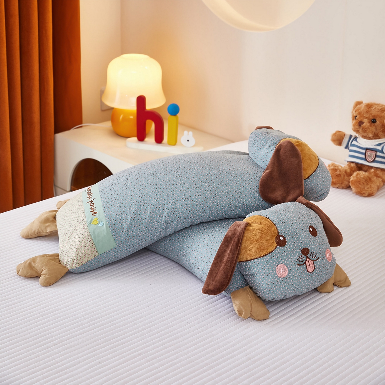 91家纺网 家纺一手货源 找家纺 梦叶草 2026新款全棉萌趣趴睡狗荞麦枕枕头枕芯 趴睡狗-蓝色