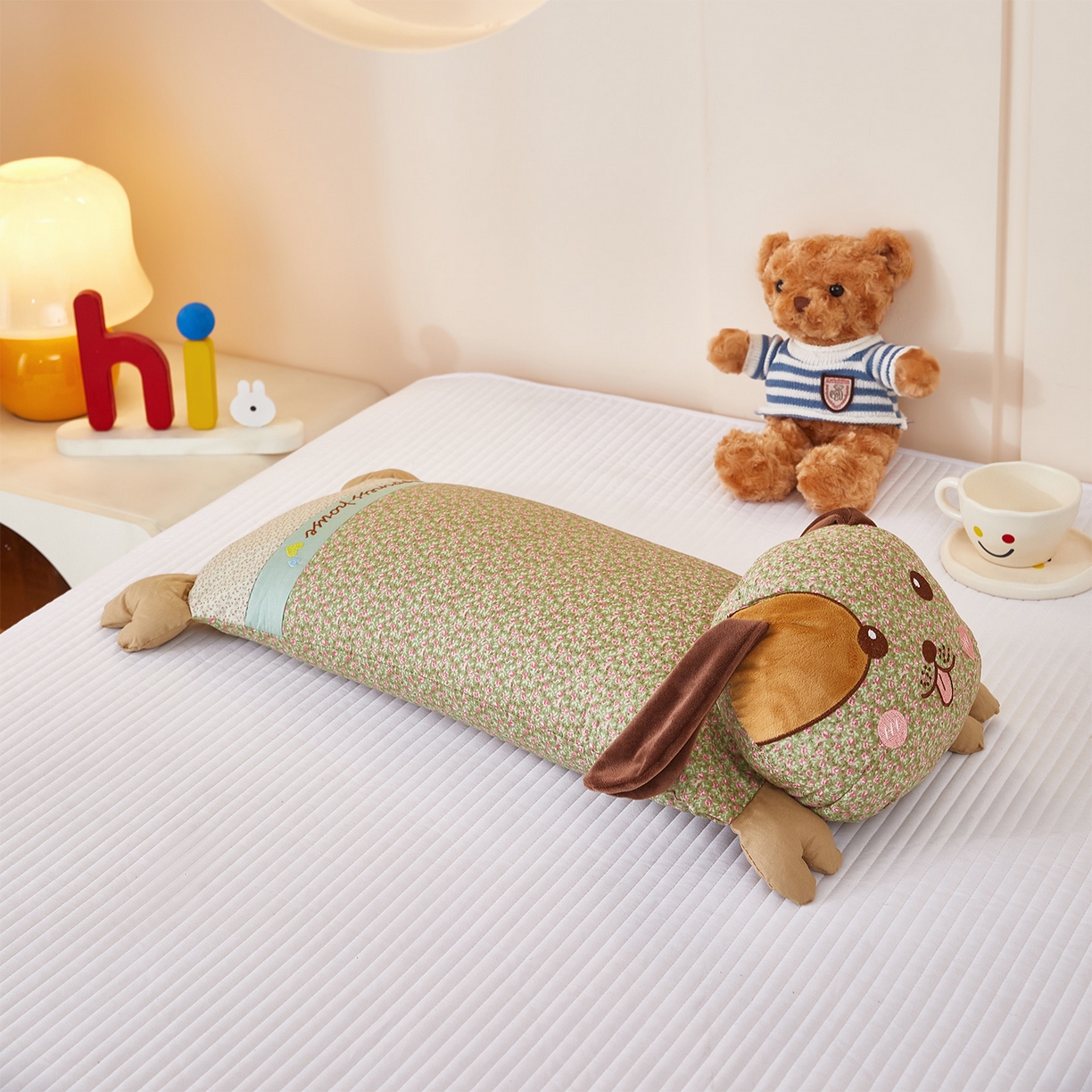 91家纺网 家纺一手货源 找家纺 梦叶草 2026新款全棉萌趣趴睡狗荞麦枕枕头枕芯 趴睡狗-绿色