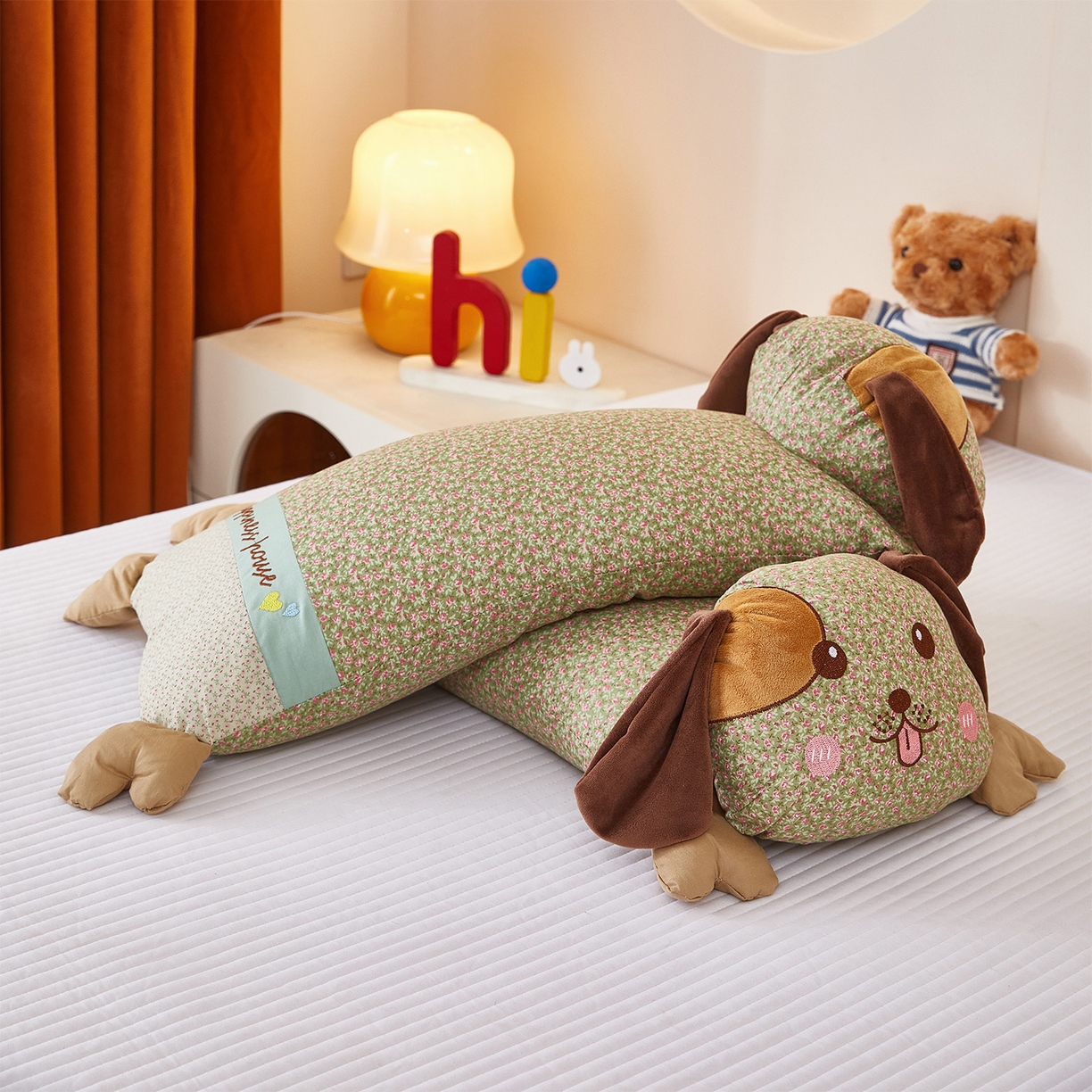 91家纺网 家纺一手货源 找家纺 梦叶草 2026新款全棉萌趣趴睡狗荞麦枕枕头枕芯 趴睡狗-绿色