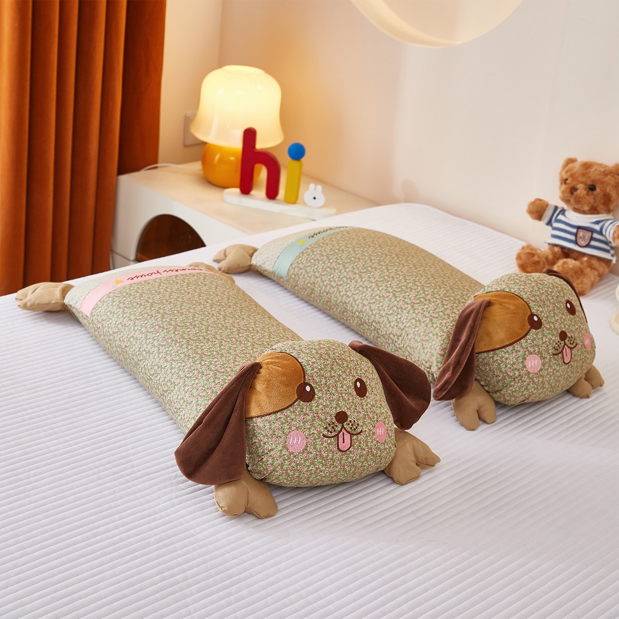 91家纺网 家纺一手货源 找家纺 梦叶草 2026新款全棉萌趣趴睡狗荞麦枕枕头枕芯 趴睡狗-绿色