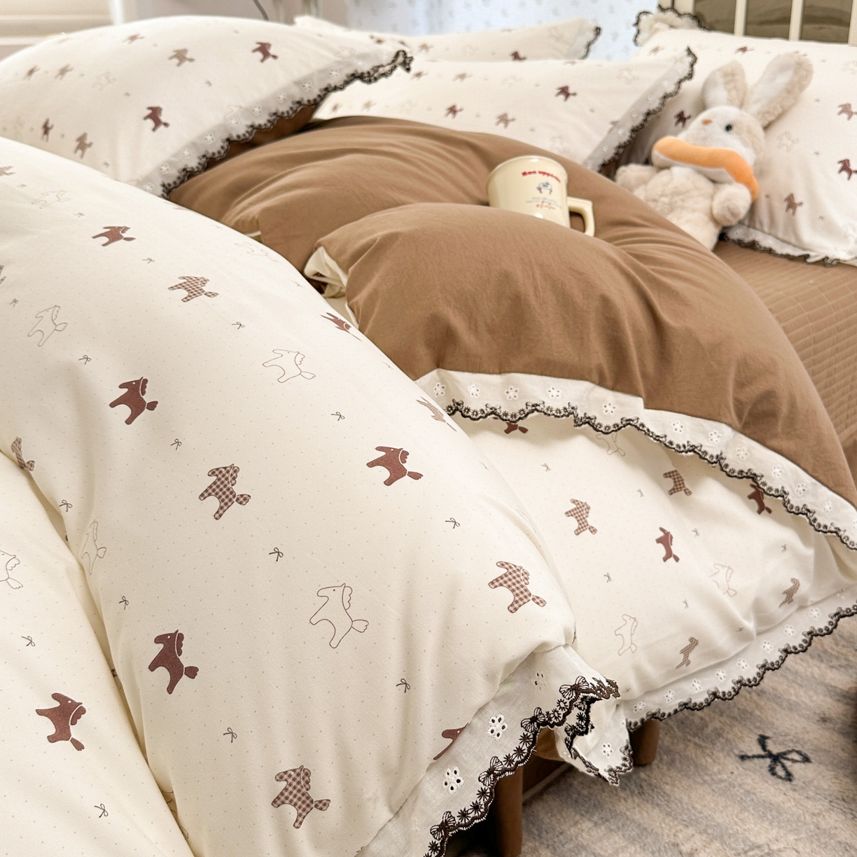 （总）莱米家纺 2026春夏新款亲肤花边全棉床盖四件套