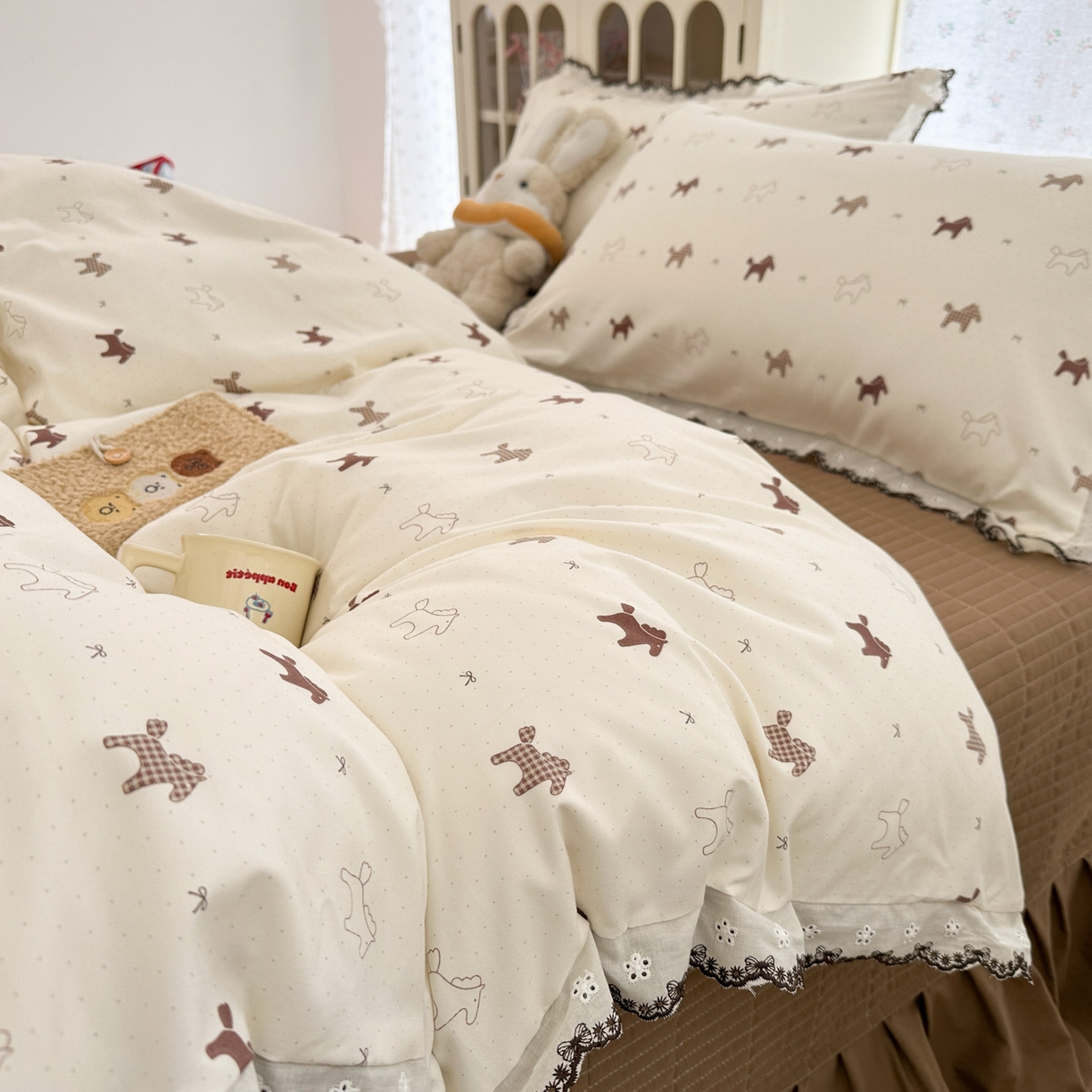 91家纺网 家纺一手货源 找家纺 （总）莱米家纺 2026春夏新款亲肤花边全棉床盖四件套