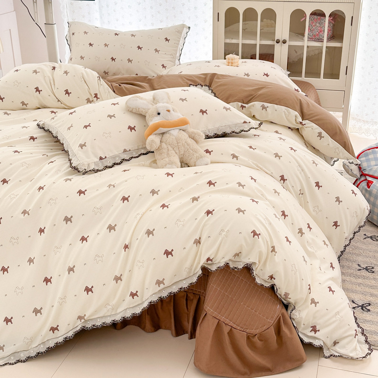 91家纺网 家纺一手货源 找家纺 （总）莱米家纺 2026春夏新款亲肤花边全棉床盖四件套