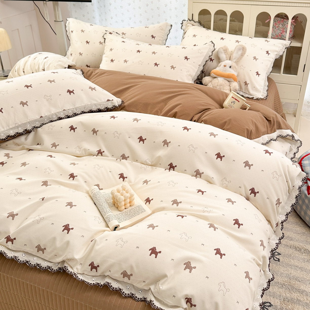 91家纺网 家纺一手货源 找家纺 （总）莱米家纺 2026春夏新款亲肤花边全棉床盖四件套