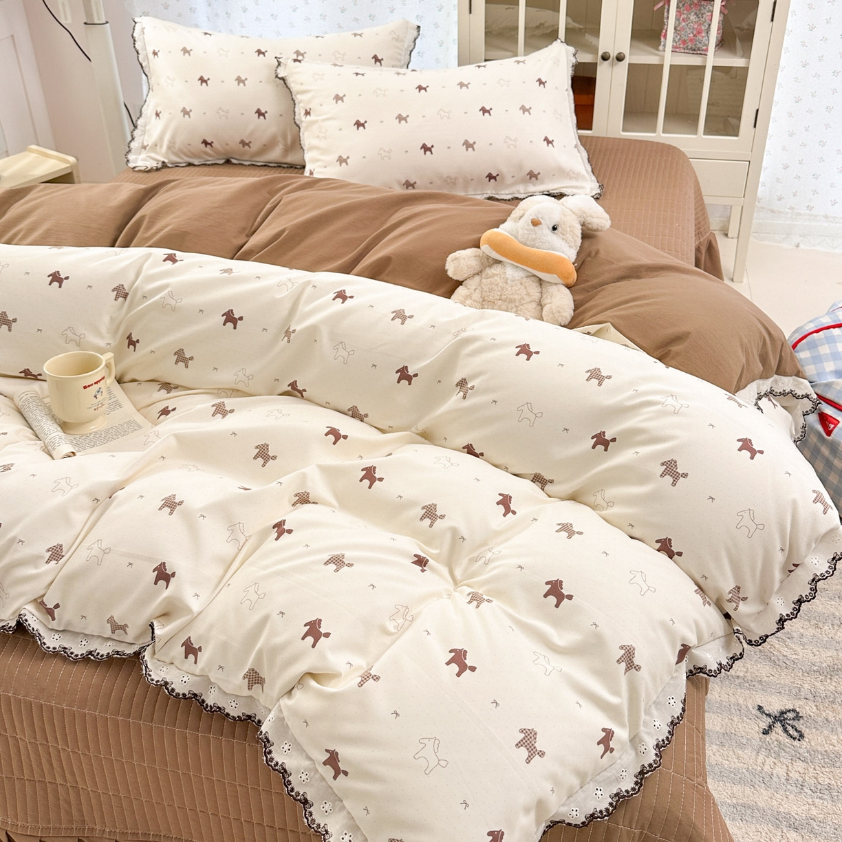 91家纺网 家纺一手货源 找家纺 （总）莱米家纺 2026春夏新款亲肤花边全棉床盖四件套