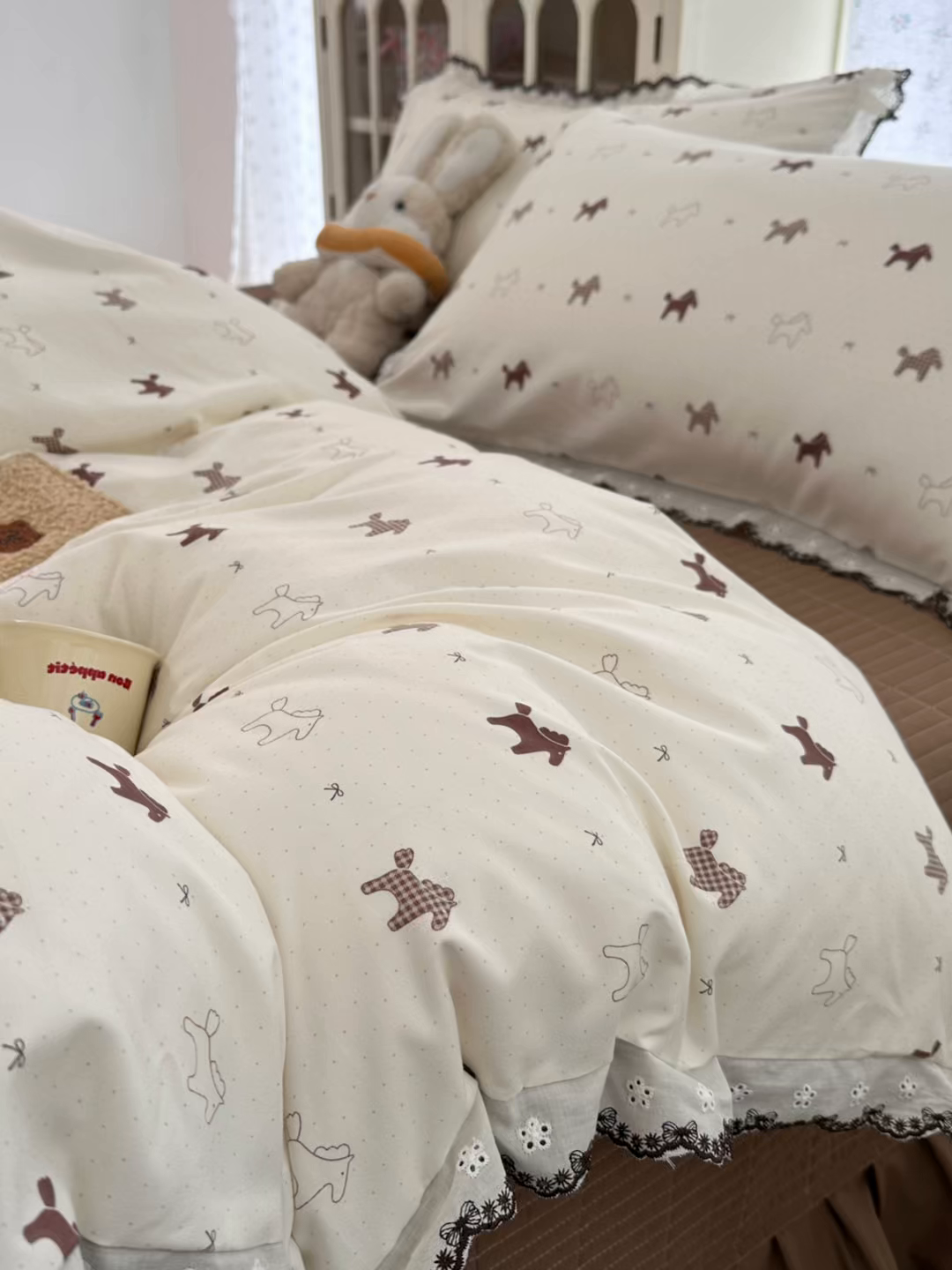 91家纺网 家纺一手货源 找家纺 （总）莱米家纺 2026春夏新款亲肤花边全棉床盖四件套