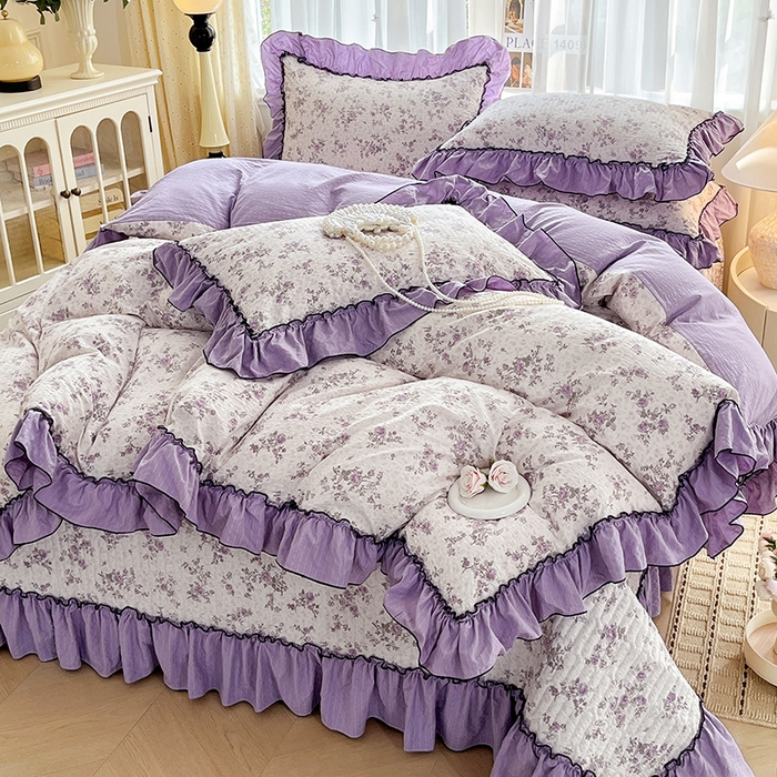 91家纺网 家纺一手货源 找家纺 （总）妮恒美 2026新款法式床盖款泡芙纱四件套