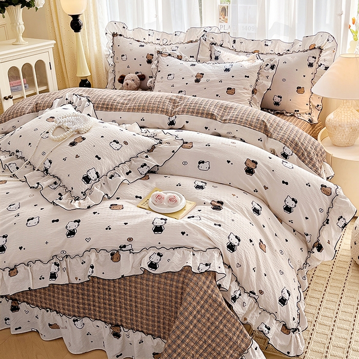 91家纺网 家纺一手货源 找家纺 （总）妮恒美 2026新款法式床盖款泡芙纱四件套