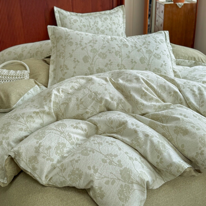 91家纺网 家纺一手货源 找家纺 （总）洁柔家纺工厂店 2026春夏秋冬爆款新品高克重加厚原麻亚麻皱皱纱印花四件套