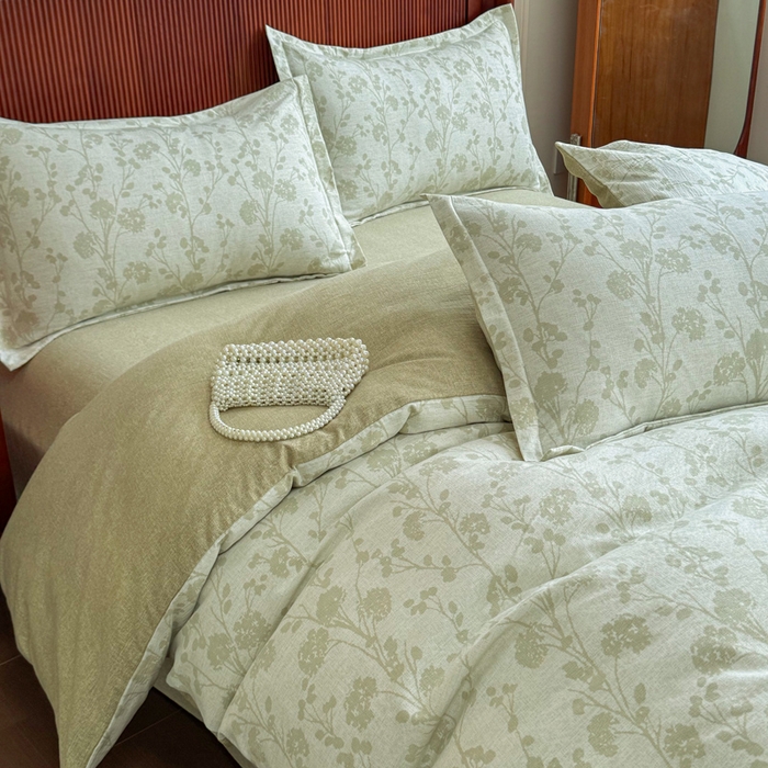 91家纺网 家纺一手货源 找家纺 （总）洁柔家纺工厂店 2026春夏秋冬爆款新品高克重加厚原麻亚麻皱皱纱印花四件套