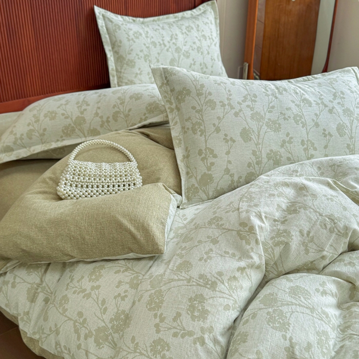 91家纺网 家纺一手货源 找家纺 （总）洁柔家纺工厂店 2026春夏秋冬爆款新品高克重加厚原麻亚麻皱皱纱印花四件套