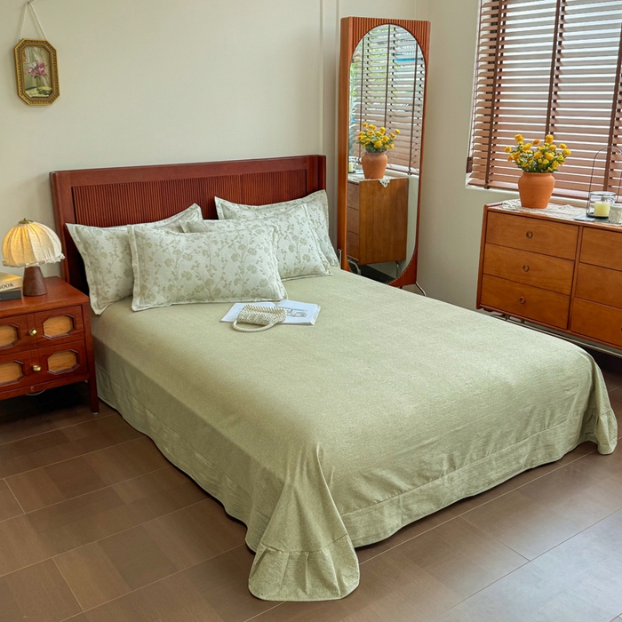 91家纺网 家纺一手货源 找家纺 （总）洁柔家纺工厂店 2026春夏秋冬爆款新品高克重加厚原麻亚麻皱皱纱印花四件套