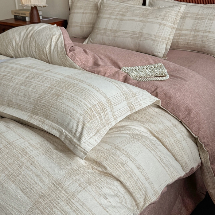 91家纺网 家纺一手货源 找家纺 洁柔家纺工厂店 2026春夏秋冬爆款新品高克重加厚原麻亚麻皱皱纱印花四件套 秘镜