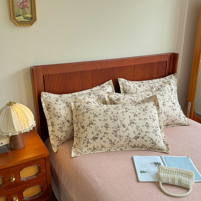 91家纺网 家纺一手货源 找家纺 洁柔家纺工厂店 2026春夏秋冬爆款新品高克重加厚原麻亚麻皱皱纱印花四件套 意晚