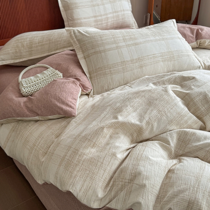 91家纺网 家纺一手货源 找家纺 洁柔家纺工厂店 2026春夏秋冬爆款新品高克重加厚原麻亚麻皱皱纱印花四件套 秘镜