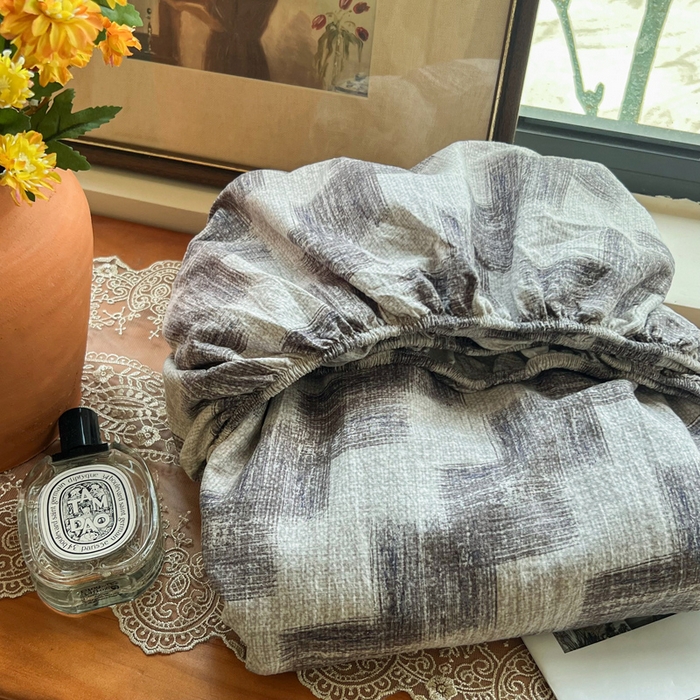 91家纺网 家纺一手货源 找家纺 洁柔家纺工厂店 2026新款加厚亚麻皱皱纱床笠单床笠枕套床笠单品 里雯 灰