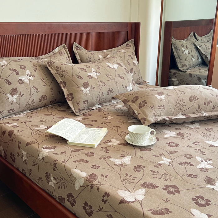 91家纺网 家纺一手货源 找家纺 洁柔家纺工厂店 2026新款加厚亚麻皱皱纱床笠单床笠枕套床笠单品 拾光咖