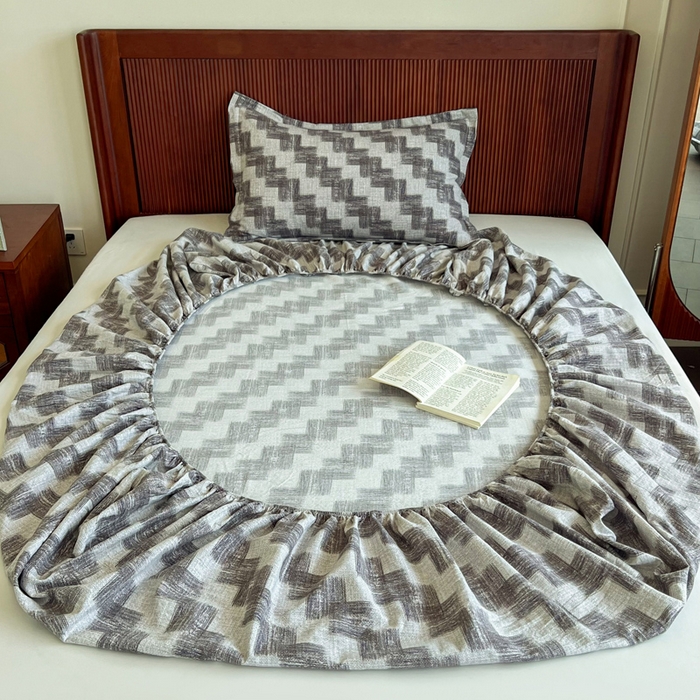 91家纺网 家纺一手货源 找家纺 洁柔家纺工厂店 2026新款加厚亚麻皱皱纱床笠单床笠枕套床笠单品 里雯 灰