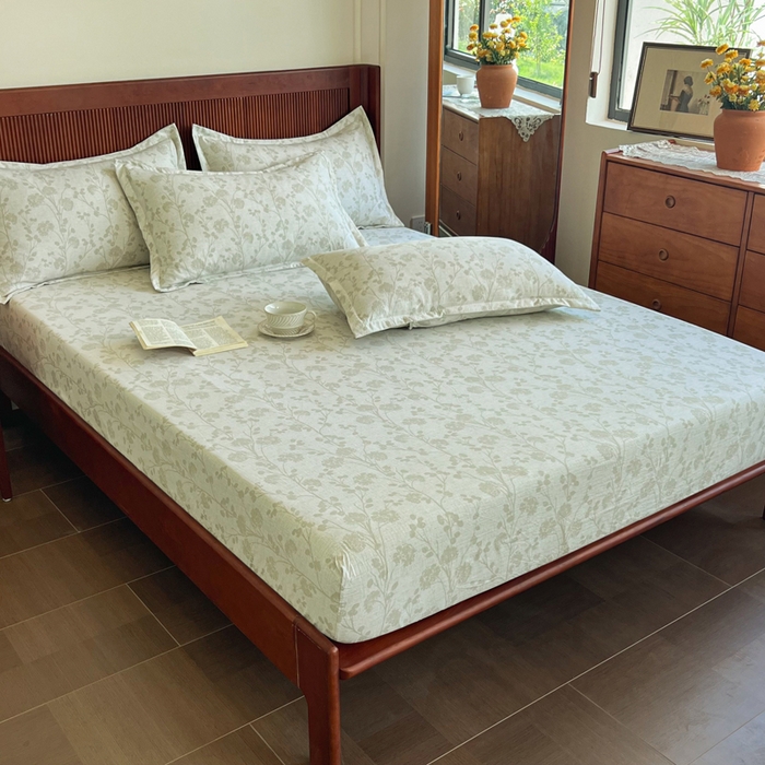 91家纺网 家纺一手货源 找家纺 洁柔家纺工厂店 2026新款加厚亚麻皱皱纱床笠单床笠枕套床笠单品 春秋