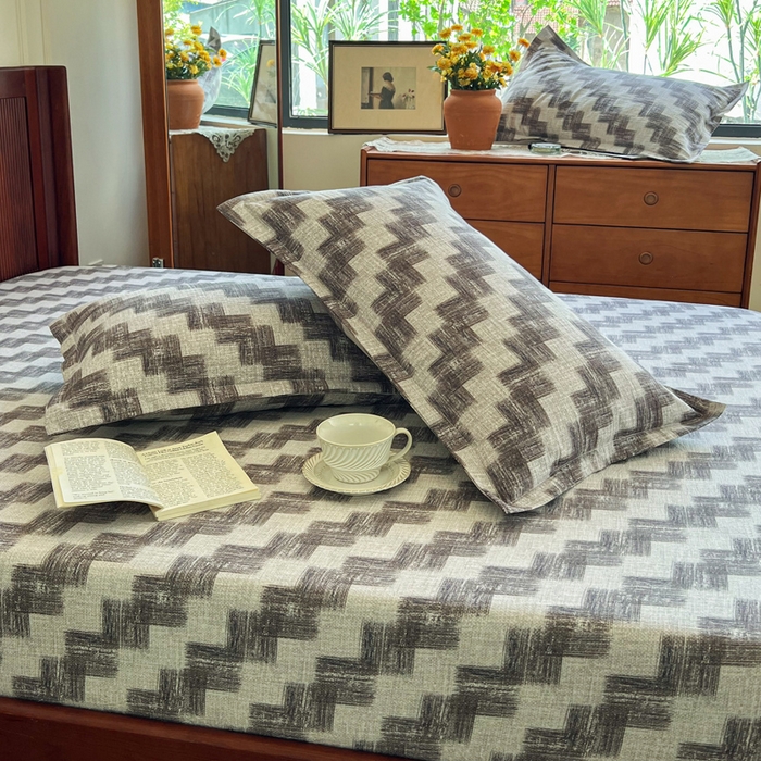 91家纺网 家纺一手货源 找家纺 洁柔家纺工厂店 2026新款加厚亚麻皱皱纱床笠单床笠枕套床笠单品 里雯 灰