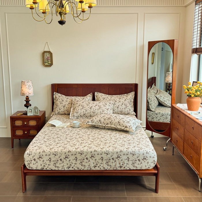 91家纺网 家纺一手货源 找家纺 洁柔家纺工厂店 2026新款加厚亚麻皱皱纱床笠单床笠枕套床笠单品 意晚