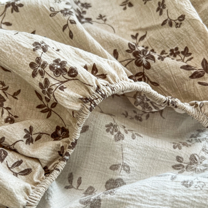 91家纺网 家纺一手货源 找家纺 洁柔家纺工厂店 2026新款加厚亚麻皱皱纱床笠单床笠枕套床笠单品 意晚