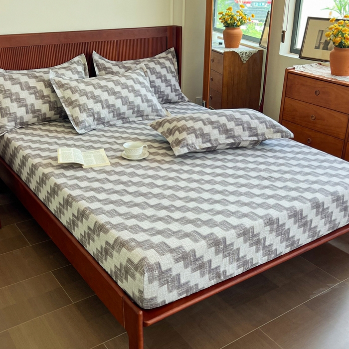 91家纺网 家纺一手货源 找家纺 洁柔家纺工厂店 2026新款加厚亚麻皱皱纱床笠单床笠枕套床笠单品 里雯 灰