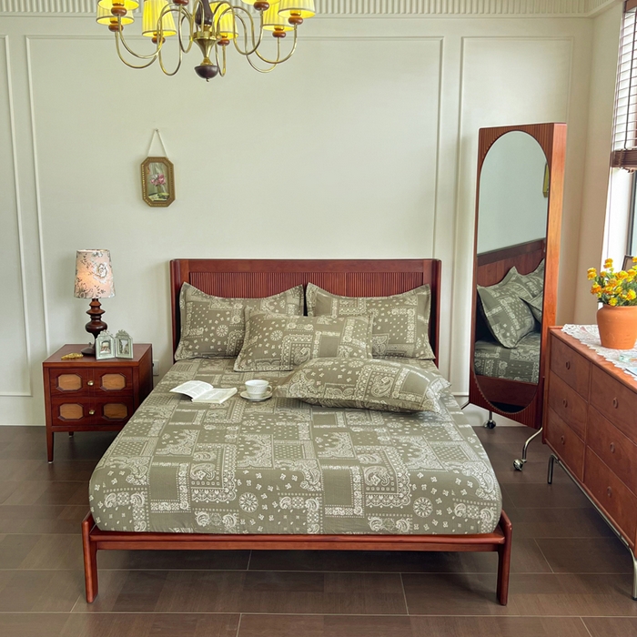 91家纺网 家纺一手货源 找家纺 洁柔家纺工厂店 2026新款加厚亚麻皱皱纱床笠单床笠枕套床笠单品 简约