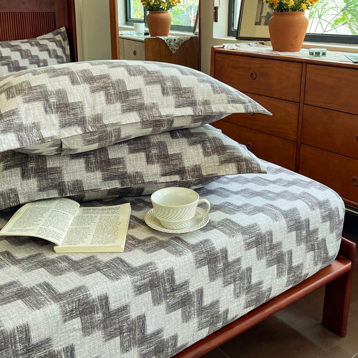 91家纺网 家纺一手货源 找家纺 洁柔家纺工厂店 2026新款加厚亚麻皱皱纱床笠单床笠枕套床笠单品 里雯 灰