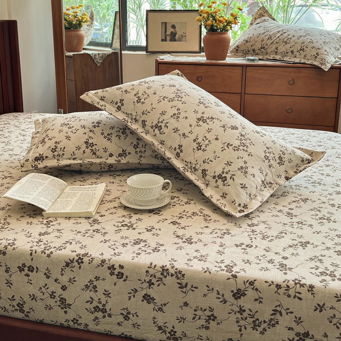 91家纺网 家纺一手货源 找家纺 洁柔家纺工厂店 2026新款加厚亚麻皱皱纱床笠单床笠枕套床笠单品 意晚