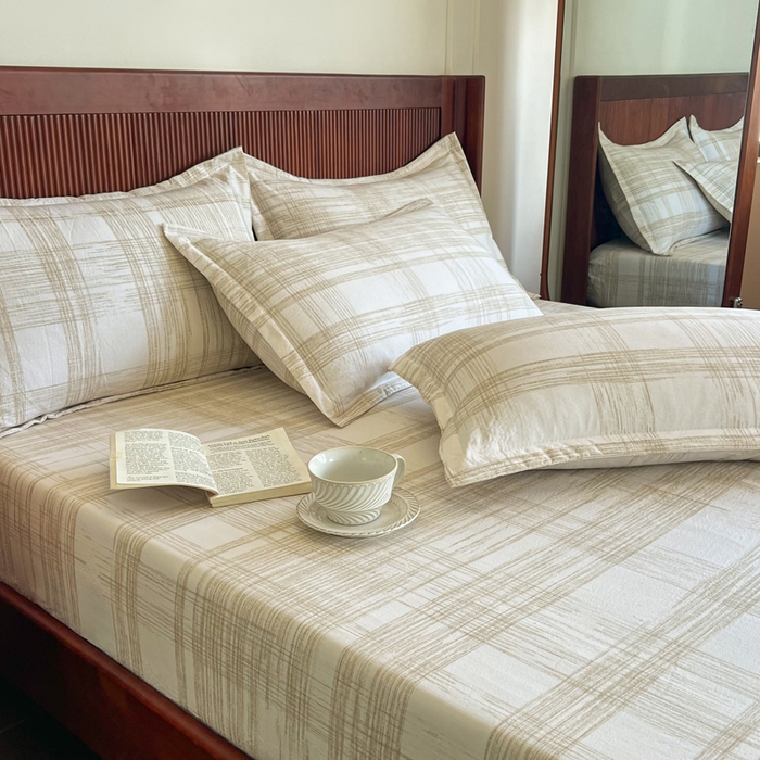 91家纺网 家纺一手货源 找家纺 洁柔家纺工厂店 2026新款加厚亚麻皱皱纱床笠单床笠枕套床笠单品 秘境