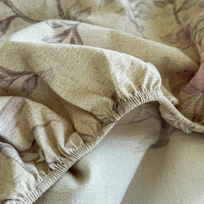 91家纺网 家纺一手货源 找家纺 洁柔家纺工厂店 2026新款加厚亚麻皱皱纱床笠单床笠枕套床笠单品 绽放